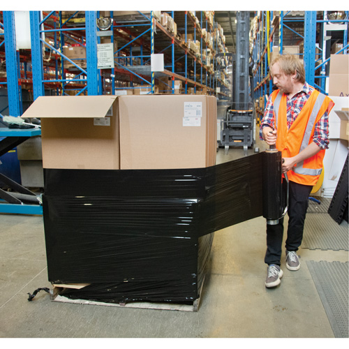 Stretch Wrap, 0.8 Gauge (20.3 micrometers), 18" x 1500', Opaque Black Ottawa Fastener Supply