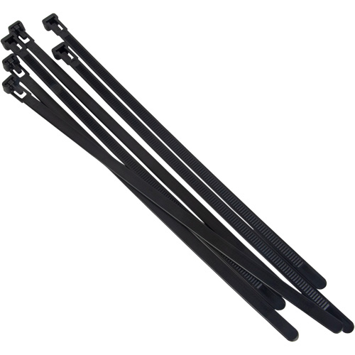 Re-Usable Cable Tie, 8" Long, 50 lbs. Tensile Strength, Black Ottawa Fastener Supply