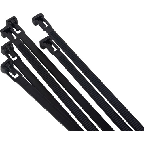Re-Usable Cable Tie, 8" Long, 50 lbs. Tensile Strength, Black Ottawa Fastener Supply