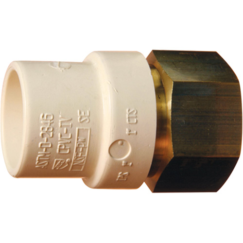 Adaptateur de tuyau filet&eacute;, Noeud x FPT, 1-1/4" dia., Laiton/PVC-C Ottawa Fastener Supply