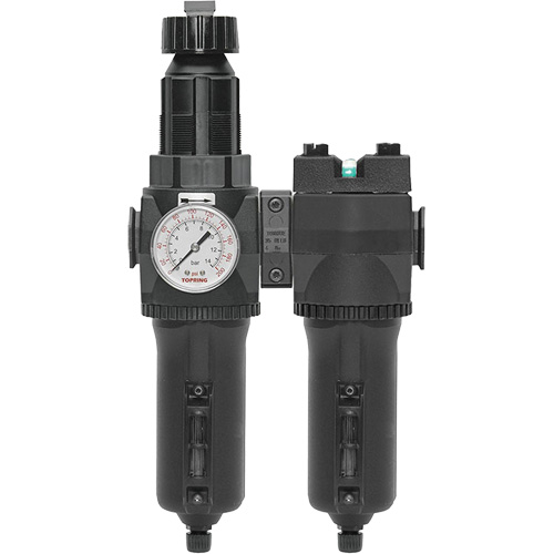 Filtre/r&eacute;gulateur + filtre coalescent drain manuel avec bol en m&eacute;tal Modulair 400, 1/4" NPT, 200 psi, Capacit&eacute; de 9,1 oz liq. Ottawa Fastener Supply