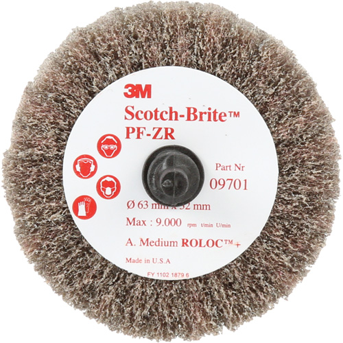 Brosse &agrave; lamelles pour labrasion et le polissage PF-ZR Roloc Scotch-Brite, Oxyde d'aluminium, Grain Moyen, 2-1/2" x 1-1/4" Ottawa Fastener Supply