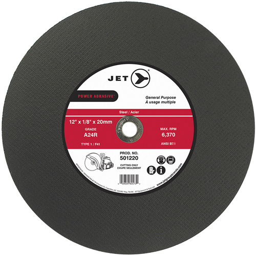 POWER ABRASIVE&reg; Cut-Off Wheel, 12" x 1/8", 20 mm Arbor, Type 1, 6370 RPM Ottawa Fastener Supply