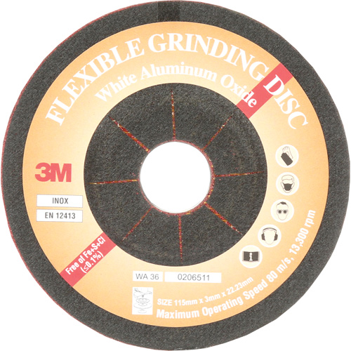 Flexible Grinding Disc, 4-5/8", Aluminum Oxide, 22 mm, Type WA Ottawa Fastener Supply