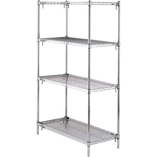 ETAGERE,4 TABL18X36X63,CHROME,800LB/TABL., Tiers 4, 36" la x 63" h x 18" p Ottawa Fastener Supply