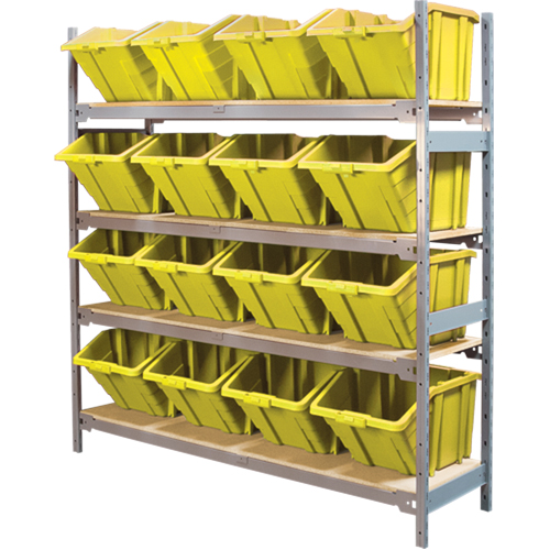Wide Span Shelving with Jumbo Plastic Bins, Steel, Boltless, 800 lbs. Capacity, 66" W x 72" H x 18" D Ottawa Fastener Supply