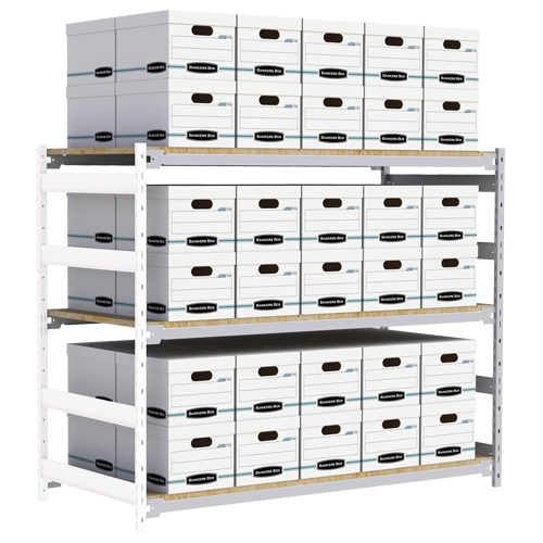 Wide Span Record Storage Shelving, Steel, 3 Shelves, 72" W x 32" D x 60" H, Add-On Kit Ottawa Fastener Supply