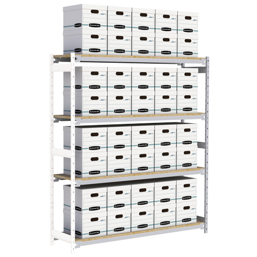 Wide Span Record Storage Shelving, Steel, 4 Shelves, 72" W x 18" D x 84" H, Add-On Kit Ottawa Fastener Supply