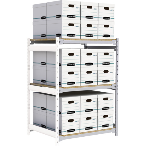 Wide Span Record Storage Shelving, Steel, 3 Shelves, 42" W x 32" D x 60" H, Add-On Kit Ottawa Fastener Supply