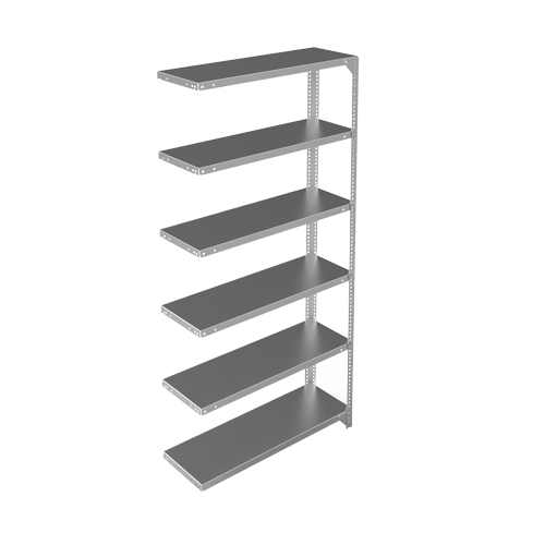 Shelving Unit, Galvanized Steel, Slotted Angle, 400 lbs. Capacity, 36" W x 72" H x 12" D Ottawa Fastener Supply