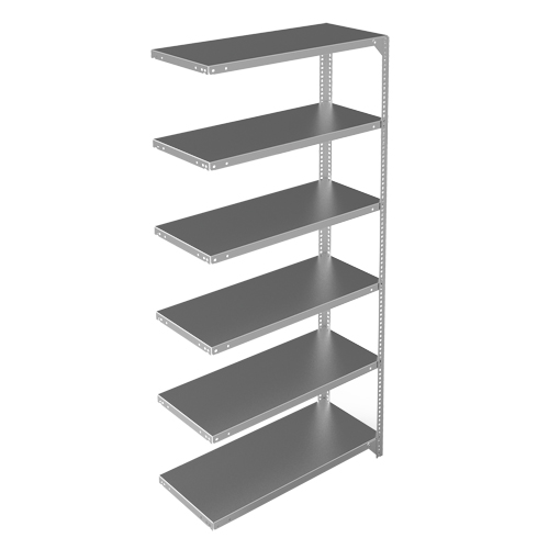 Shelving Unit, Galvanized Steel, Slotted Angle, 400 lbs. Capacity, 36" W x 72" H x 15" D Ottawa Fastener Supply