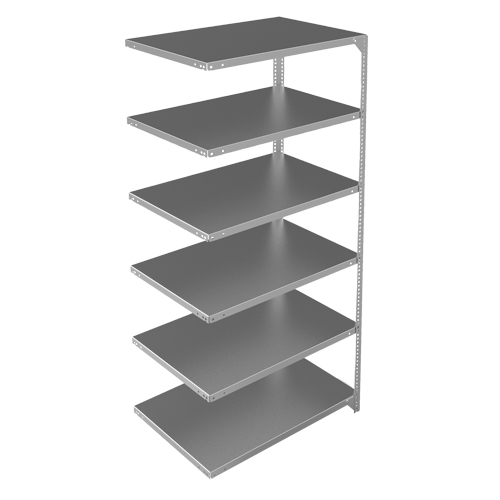 Shelving Unit, Galvanized Steel, Slotted Angle, 400 lbs. Capacity, 36" W x 72" H x 24" D Ottawa Fastener Supply