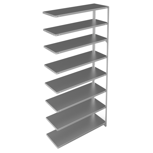 Shelving Unit, Galvanized Steel, Slotted Angle, 300 lbs. Capacity, 48" W x 96" H x 15" D Ottawa Fastener Supply