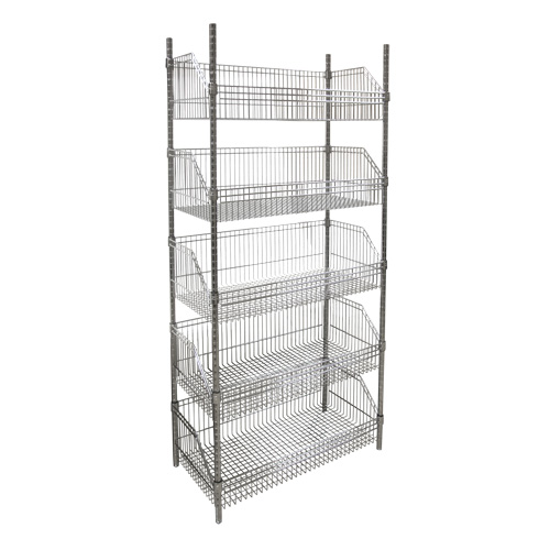 Wire Basket Shelving Unit, 5 Tiers, 48" W x 74" H x 24" D Ottawa Fastener Supply