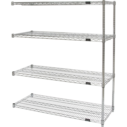 Heavy-Duty Chromate Wire Shelving, Add-On Kit, 4 Tiers, 36" W x 54" H x 24" D Ottawa Fastener Supply