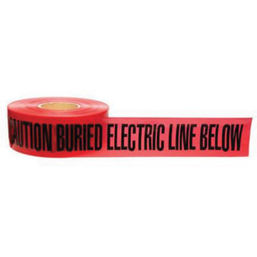 "Buried Electric Line" Identoline&reg; Underground Warning Tape, 3" W x 1000' L, Black on Red Ottawa Fastener Supply
