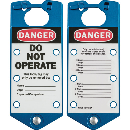 Labeled Lockout Hasps, Blue Ottawa Fastener Supply