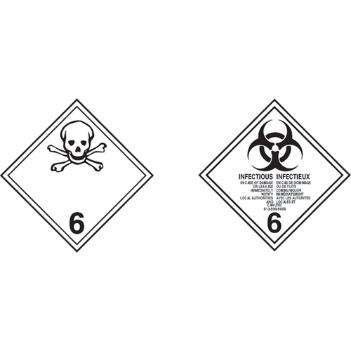TDG Shipping Labels, Class 6.1, Toxic Substances, Paper Ottawa Fastener Supply