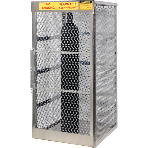 Aluminum LPG Cylinder Locker Storage, 10 Cylinder Capacity, 30" W x 32" D x 65" H, Silver Ottawa Fastener Supply