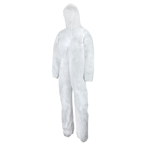 Heavy Weight Coveralls, Medium, White, Polypropylene Ottawa Fastener Supply