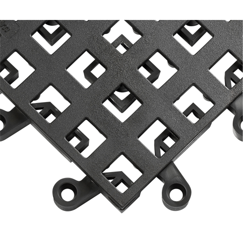 ErgoDeck&reg; Mat No. 560, PVC, 1-1/2' W x 1-1/2' L, 7/8" Thick, Black Ottawa Fastener Supply