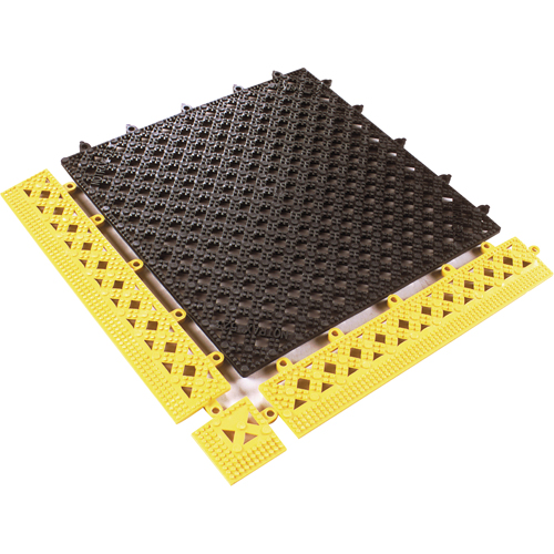 TAPIS MODULAIRE LOK-TYLE 12"X12" JAUNE NOIR, Vinyle, 1' la c, 1' lo, 9/16" &eacute;paisseur, Noir Ottawa Fastener Supply
