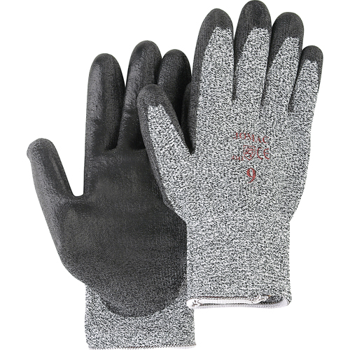 Salt & Pepper Knit Gloves With Black Palm Coating, Size Small/7, Polyurethane Coated, HPPE Shell, ANSI/ISEA 105 Level 2 Ottawa Fastener Supply