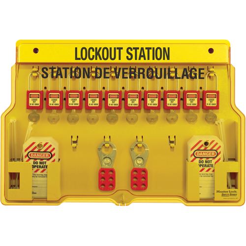 Lockout Stations, Thermoplastic Padlocks, 10 Padlock Capacity, Padlocks Included Ottawa Fastener Supply