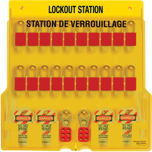 Lockout Station, Aluminum Padlocks, 20 Padlock Capacity, Padlocks Included Ottawa Fastener Supply