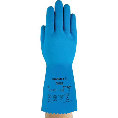 AlphaTec&reg; 87-029 Gloves, Size Small/7, 12" L, Rubber Latex, Nylon Inner Lining, 50-mil Ottawa Fastener Supply