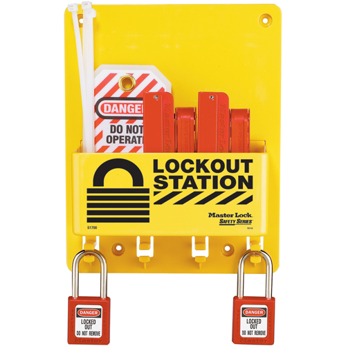 Compact Lockout Station, Thermoplastic Padlocks, 4 Padlock Capacity, Padlocks Included Ottawa Fastener Supply