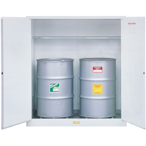 Hazardous Waste Safety Cabinets, 110 US gal. Cap., 2 Drums, White Ottawa Fastener Supply
