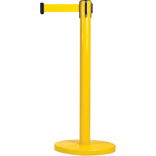Barri&egrave;res sur pieds pour le contr&ocirc;le des foules, Acier, 35" h, Ruban Jaune, Longueur du ruban 7' Ottawa Fastener Supply