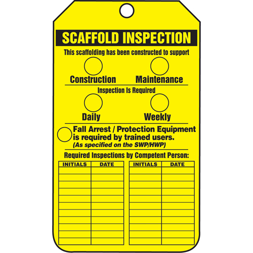 Inspection Tags, Cardstock, 3-1/8" W x 5-7/8" H, English Ottawa Fastener Supply