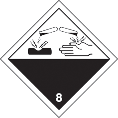 TDG Shipping Labels, Class 8, Corrosives, Vinyl Ottawa Fastener Supply