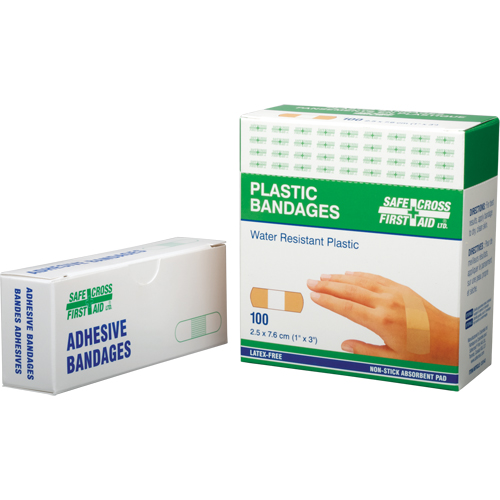 Bandages, Rectangular/Square, 3", Plastic, Sterile Ottawa Fastener Supply