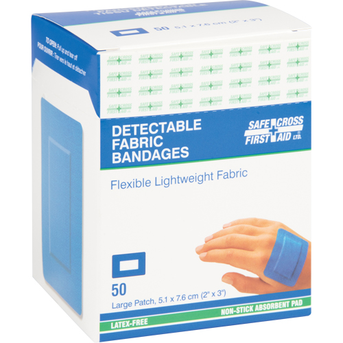 Bandages, Rectangular/Square, 3", Fabric Metal Detectable, Sterile Ottawa Fastener Supply