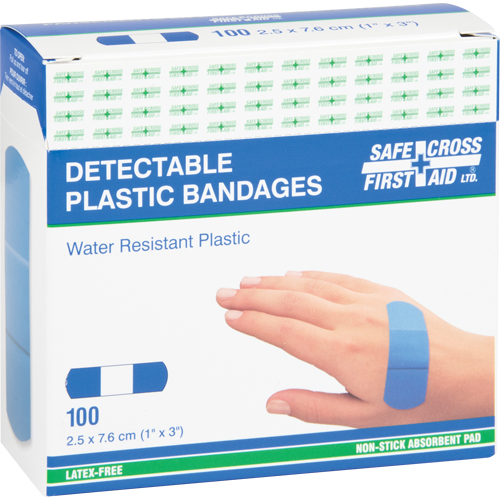 Bandages, Rectangular/Square, 3", Plastic Metal Detectable, Sterile Ottawa Fastener Supply
