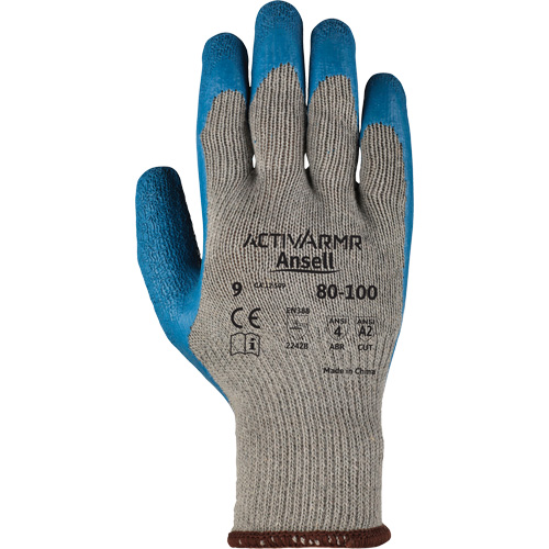 Gants ActivArmr 80-100, 9/Grand, R&ecirc;vetement Latex de caoutchouc, Calibre 10, Enveloppe en Polyester/Coton Ottawa Fastener Supply