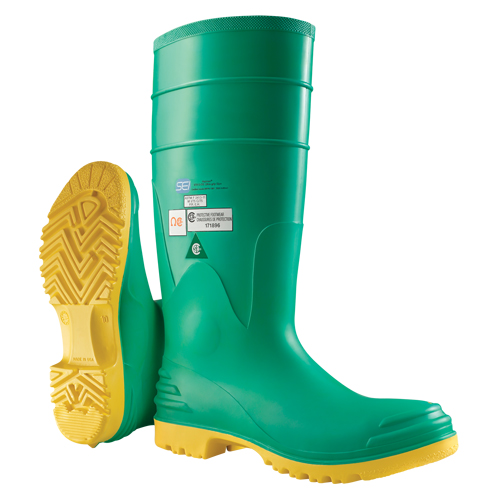 Bottes aux genoux Hazmax 16", PVC, Embout Acier, Pointure 14, Semelle R&eacute;sistant aux perforations Ottawa Fastener Supply