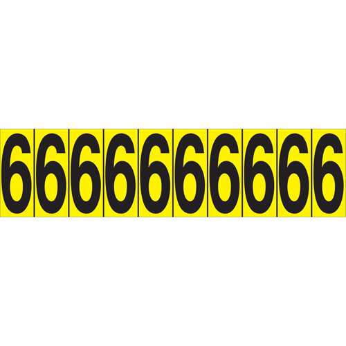 Individual Adhesive Number Markers, 6, 1-15/16" H, Black on Yellow Ottawa Fastener Supply