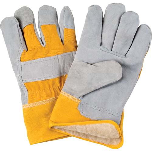 Gants d'ajusteur doubl&eacute;s pour l'hiver, Grand, Paume en Cuir de vache refendu, Doublure en Boa Ottawa Fastener Supply