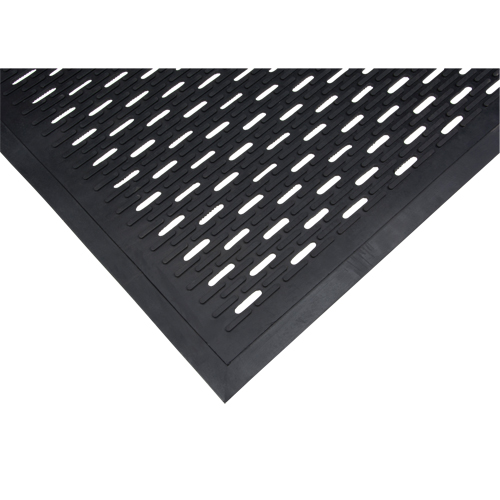 Low-Profile Matting, Rubber, Scraper Type, Slotted Pattern, 3' x 5', Black Ottawa Fastener Supply