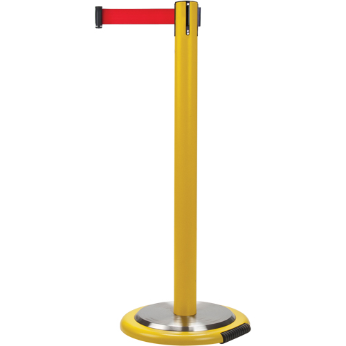 Barri&egrave;re sur pied pour le contr&ocirc;le des foules, Acier, 35" h, Ruban Rouge, Longueur du ruban 7' Ottawa Fastener Supply