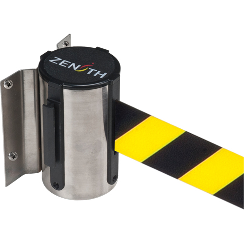 Wall Mount Barrier, Steel, Screw Mount, 7', Black/Yellow Tape Ottawa Fastener Supply
