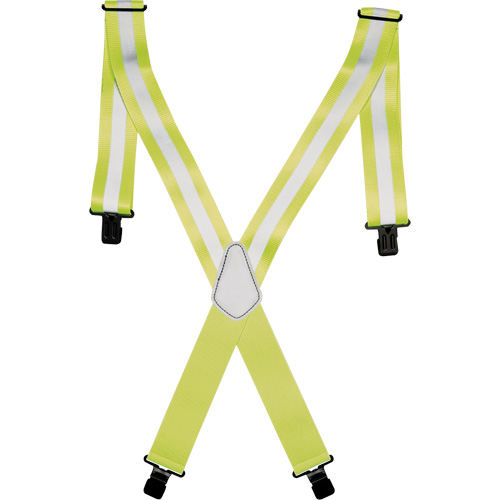 Hi-Viz 2" Work Suspenders, High Visibility Lime-Yellow, Silver Reflective Colour, One Size Ottawa Fastener Supply