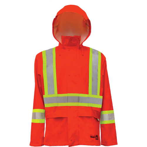 Hi-Vis FR/PU Safety Rain Jackets, Small, High Visibility Orange Ottawa Fastener Supply