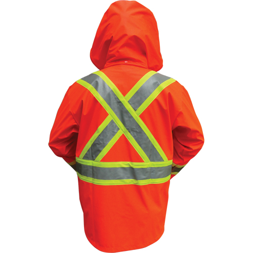 Hi-Vis FR/PU Safety Rain Jackets, Small, High Visibility Orange Ottawa Fastener Supply