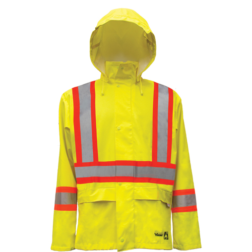 Hi-Vis FR/PU Safety Rain Jackets, Small, High Visibility Lime-Yellow Ottawa Fastener Supply
