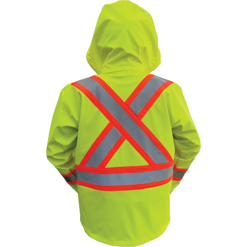 Hi-Vis FR/PU Safety Rain Jackets, Small, High Visibility Lime-Yellow Ottawa Fastener Supply